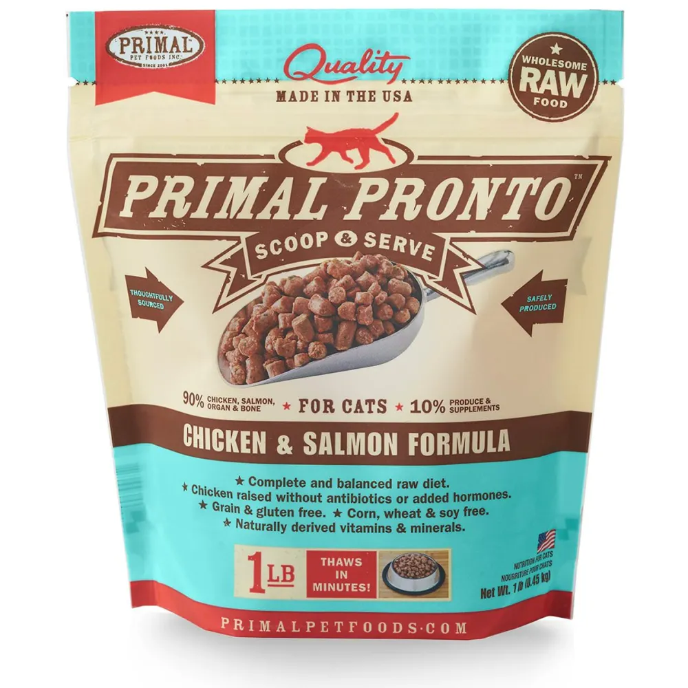Primal Pet Foods Frozen Food^Primal Pronto Raw Frozen Chicken & Salmon Formula Cat Food, 1-lb