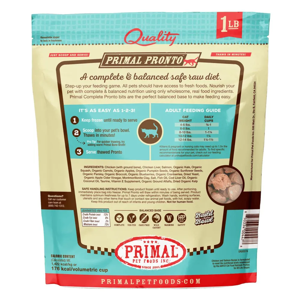 Primal Pet Foods Frozen Food^Primal Pronto Raw Frozen Chicken & Salmon Formula Cat Food, 1-lb