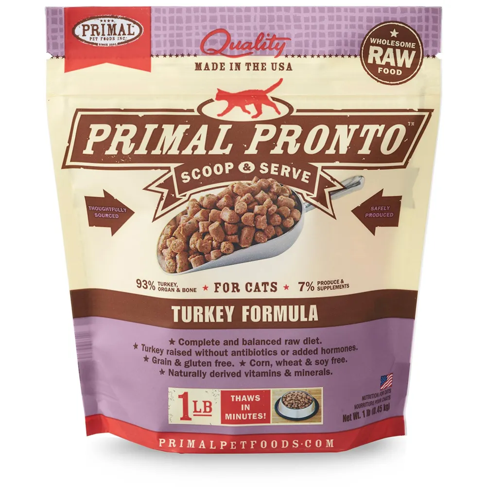 Primal Pet Foods Frozen Food^Primal Pronto Raw Frozen Turkey Formula Cat Food, 1-lb