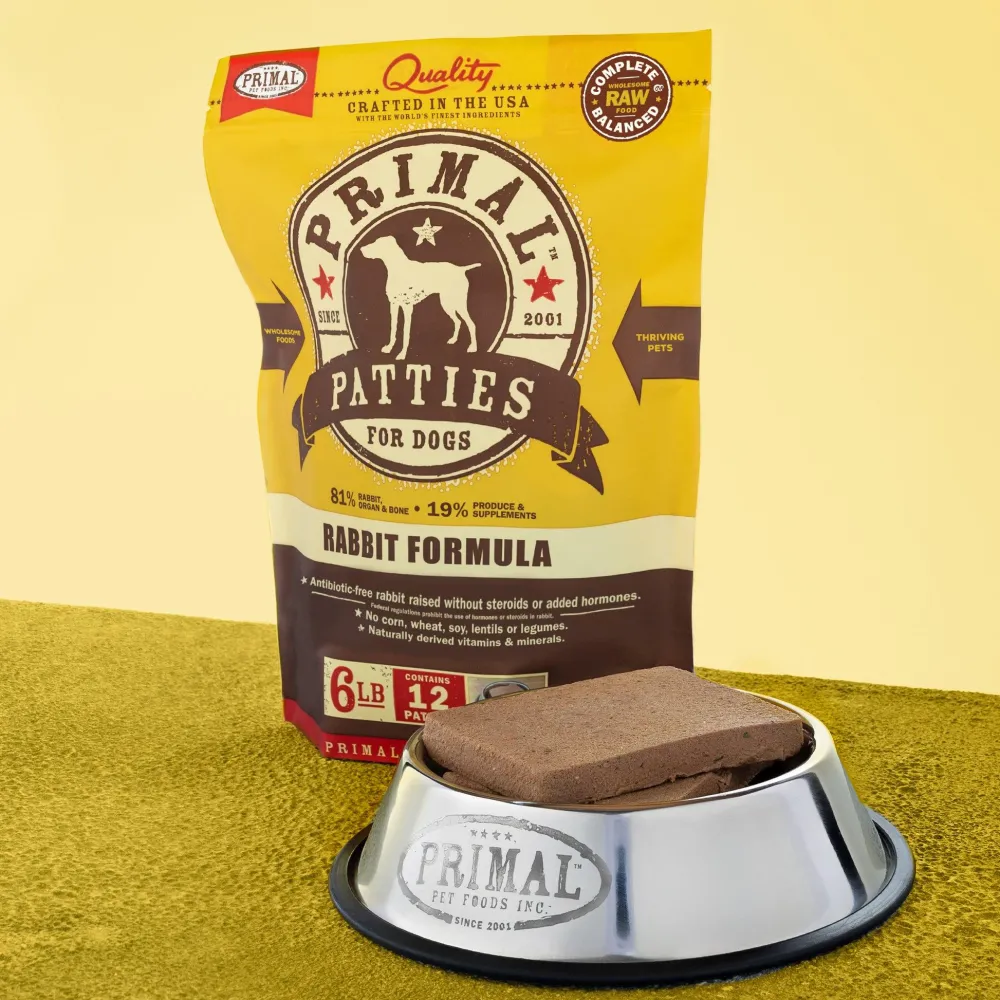 Primal Pet Foods Frozen Food^Primal Rabbit Formula Patties Raw Frozen Dog Food, 6-lb