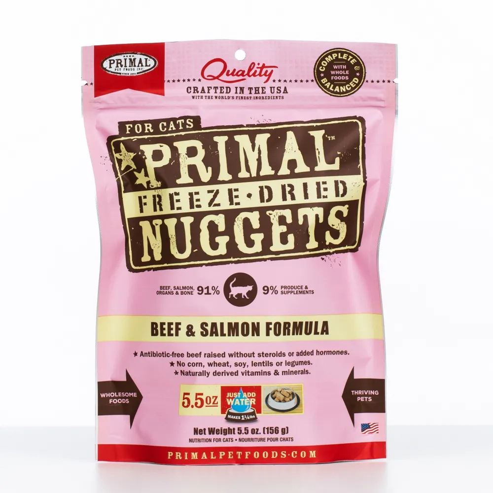 Primal Pet Foods Freeze-Dried Food^Primal Raw Freeze-Dried Nuggets Beef & Salmon Formula Cat Food, 5.5-oz