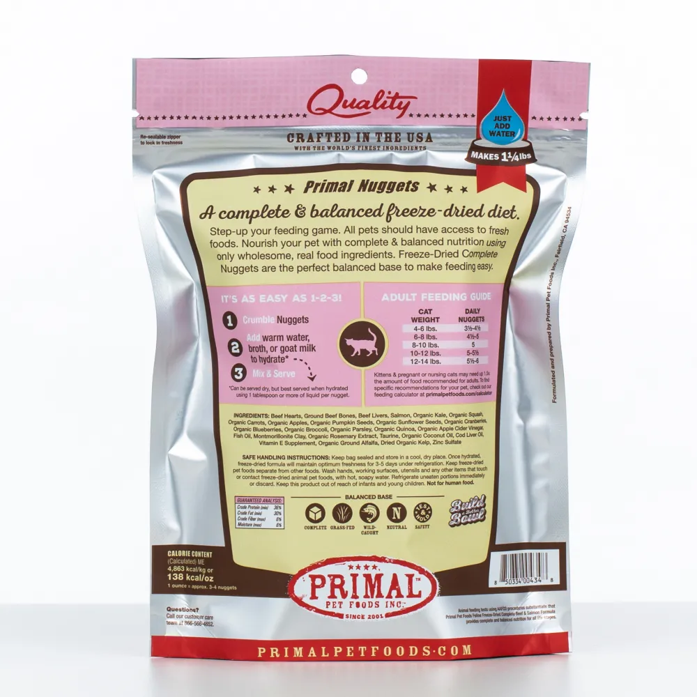 Primal Pet Foods Freeze-Dried Food^Primal Raw Freeze-Dried Nuggets Beef & Salmon Formula Cat Food, 5.5-oz