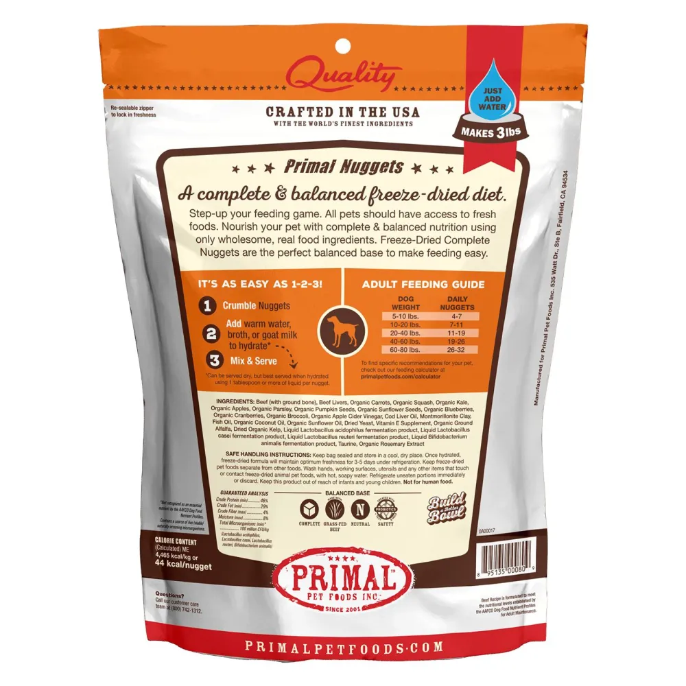 Primal Pet Foods Freeze-Dried Food^Primal Raw Freeze-Dried Nuggets Beef Formula Dog Food, 5.5-oz