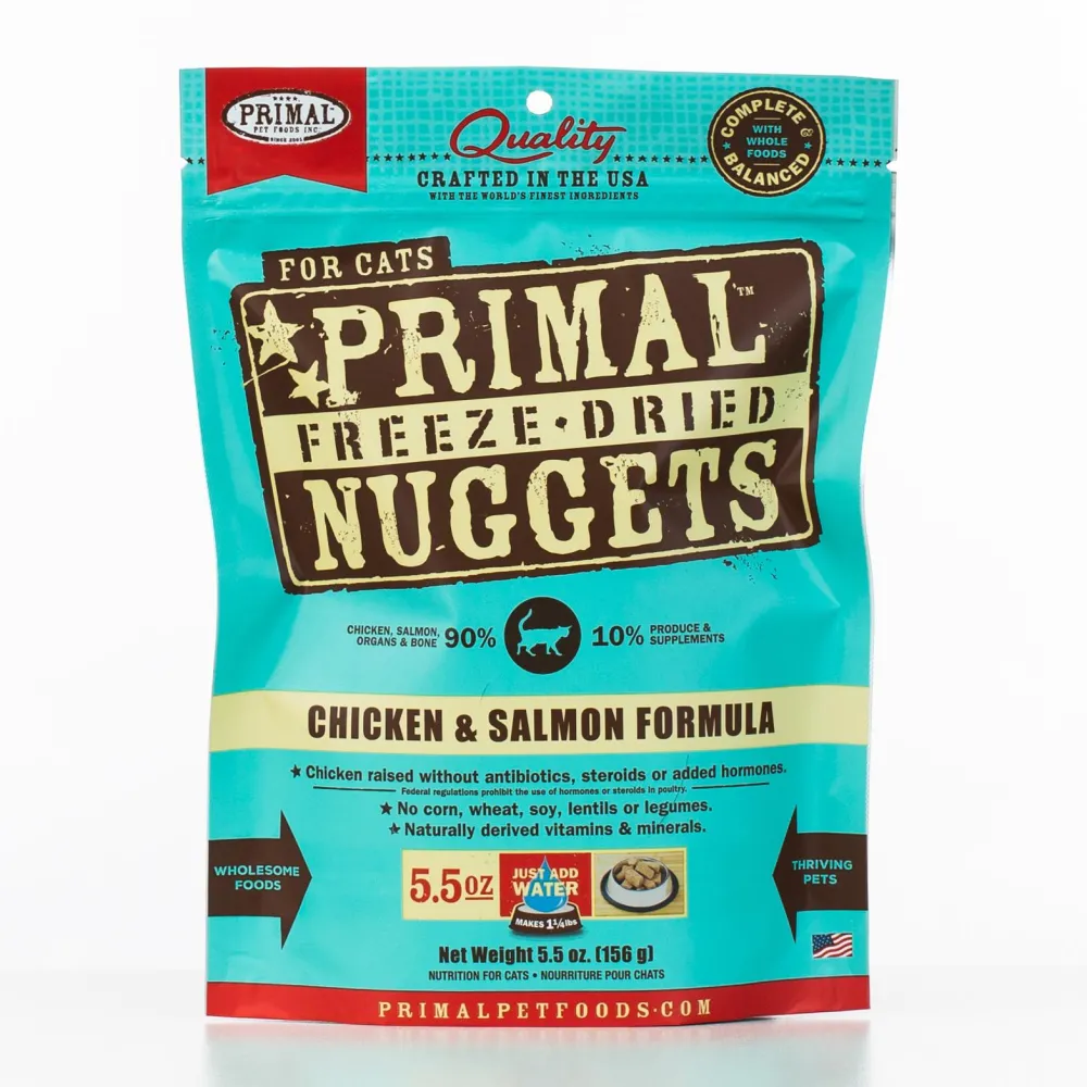 Primal Pet Foods Freeze-Dried Food^Primal Raw Freeze-Dried Nuggets Chicken & Salmon Formula Cat Food, 5.5-oz