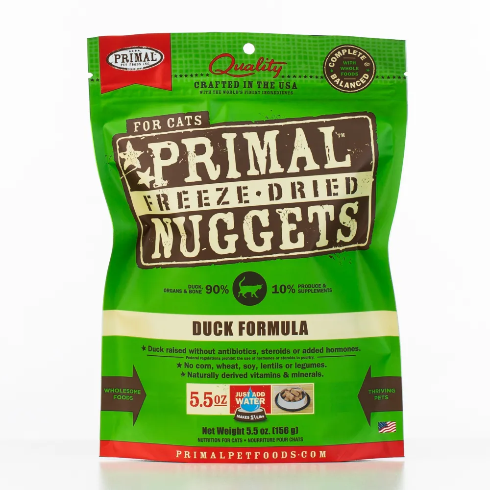Primal Pet Foods Freeze-Dried Food^Primal Raw Freeze-Dried Nuggets Duck Formula Cat Food, 5.5-oz