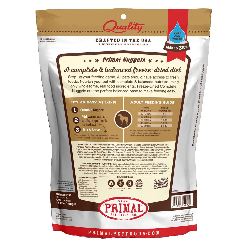 Primal Pet Foods Freeze-Dried Food^Primal Raw Freeze-Dried Nuggets Lamb Formula Dog Food, 5.5-oz