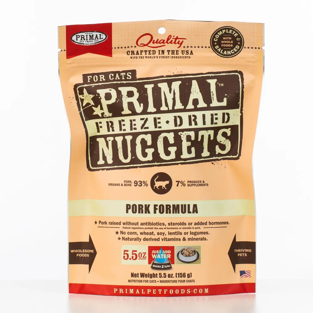 Primal Pet Foods Freeze-Dried Food^Primal Raw Freeze-Dried Nuggets Pork Formula Cat Food, 5.5-oz