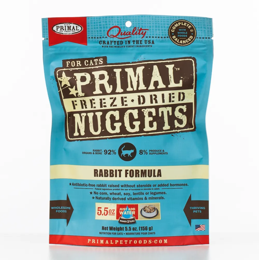 Primal Pet Foods Freeze-Dried Food^Primal Raw Freeze-Dried Nuggets Rabbit Formula Cat Food, 5.5-oz