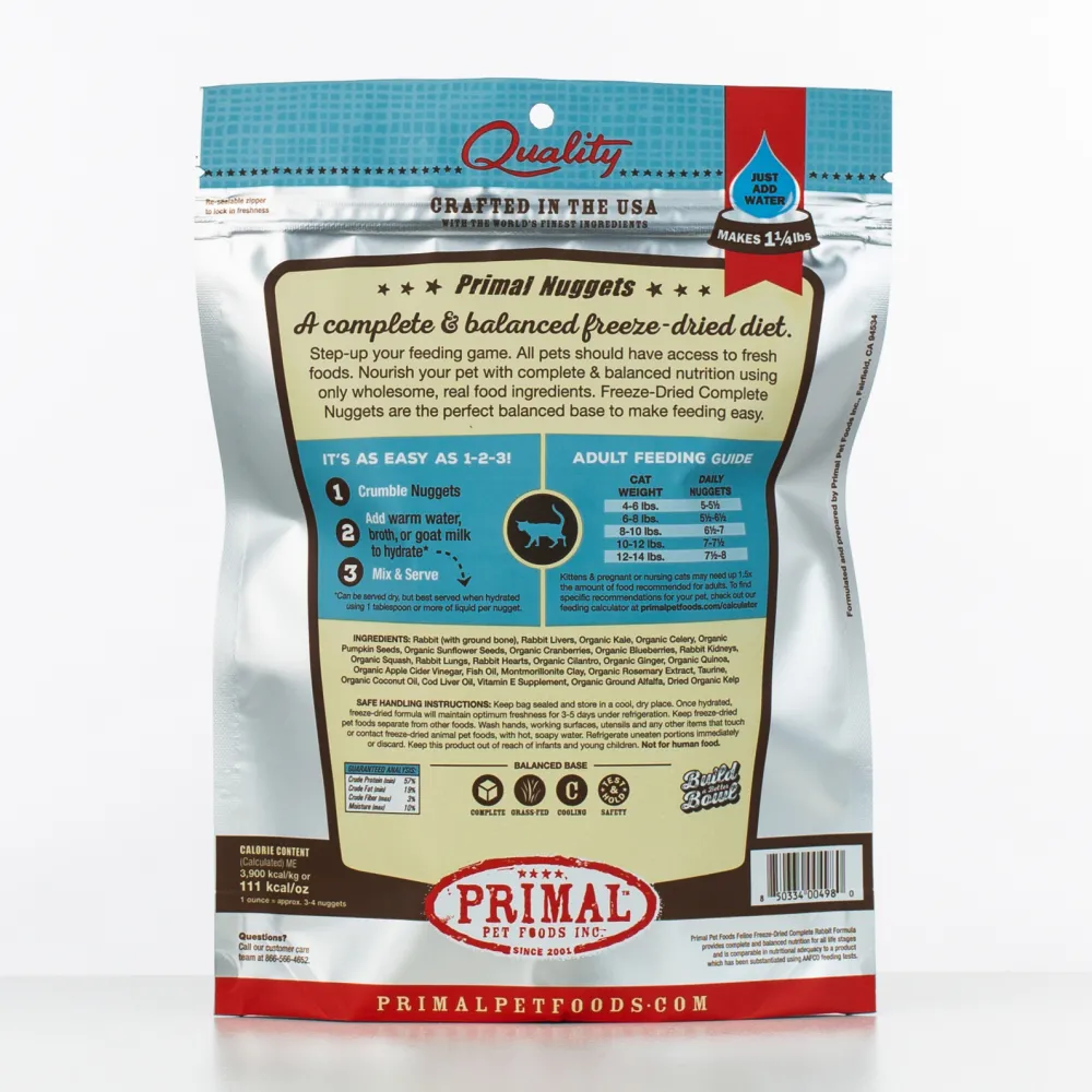 Primal Pet Foods Freeze-Dried Food^Primal Raw Freeze-Dried Nuggets Rabbit Formula Cat Food, 5.5-oz