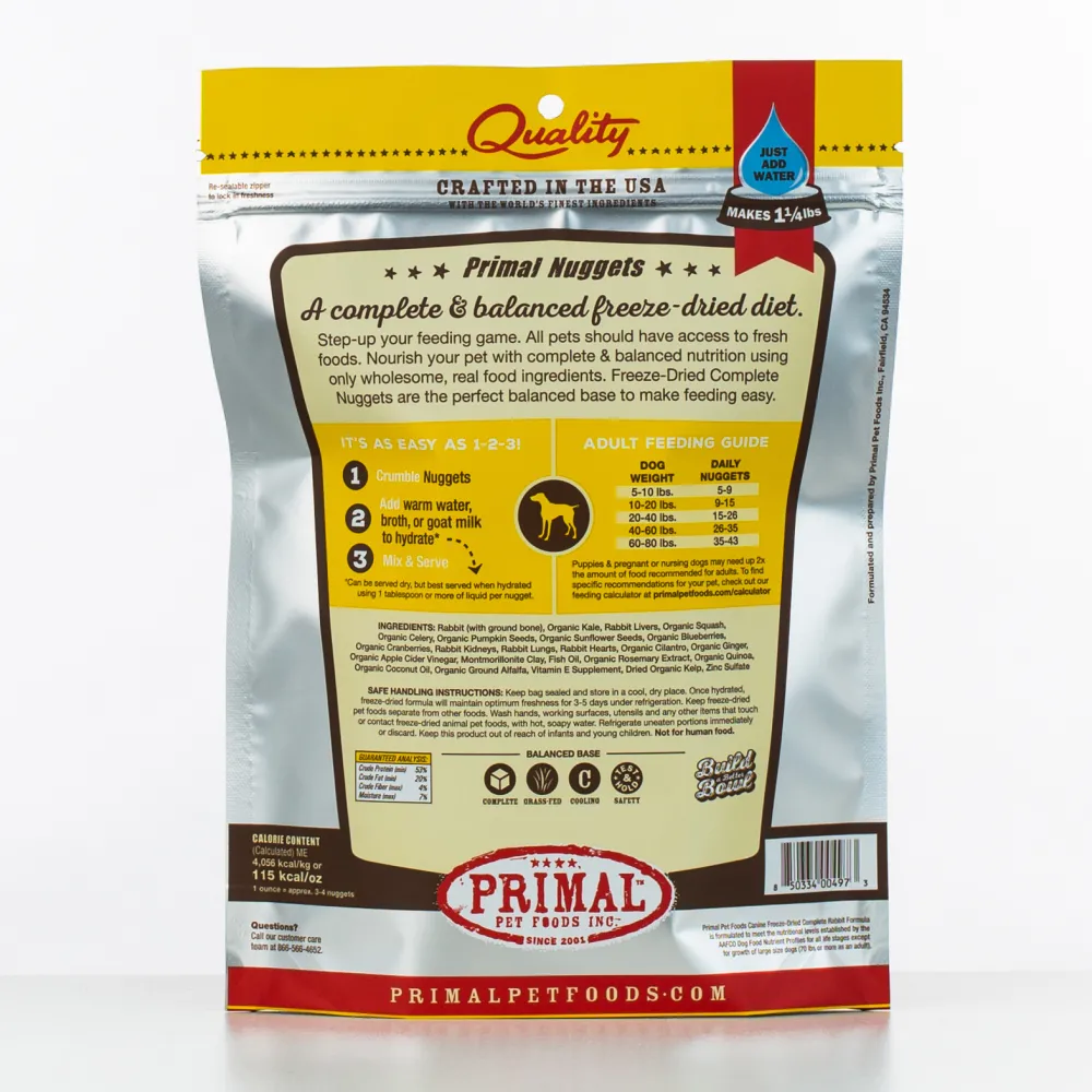 Primal Pet Foods Freeze-Dried Food^Primal Raw Freeze-Dried Nuggets Rabbit Formula Dog Food, 5.5-oz