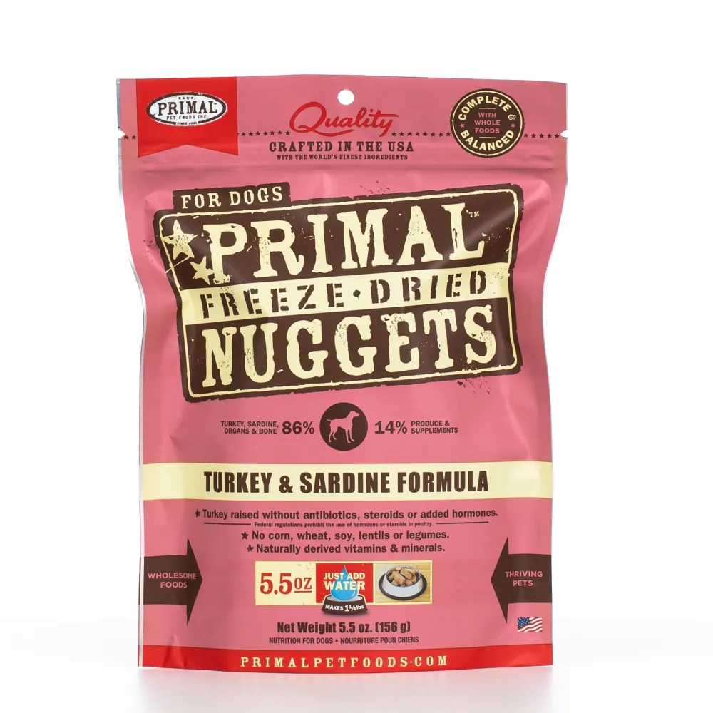 Primal Pet Foods Freeze-Dried Food^Primal Raw Freeze-Dried Nuggets Turkey & Sardine Formula Dog Food, 5.5-oz