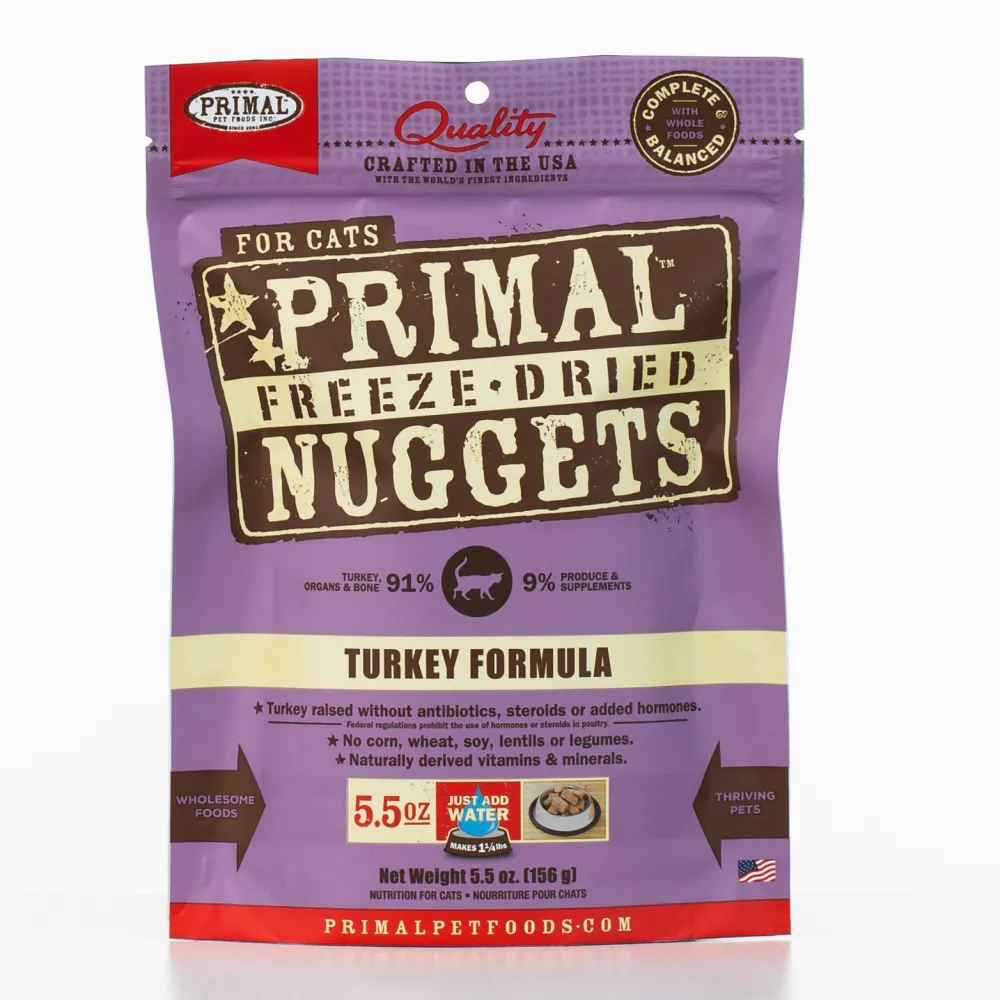 Primal Pet Foods Freeze-Dried Food^Primal Raw Freeze-Dried Nuggets Turkey Formula Cat Food, 5.5-oz