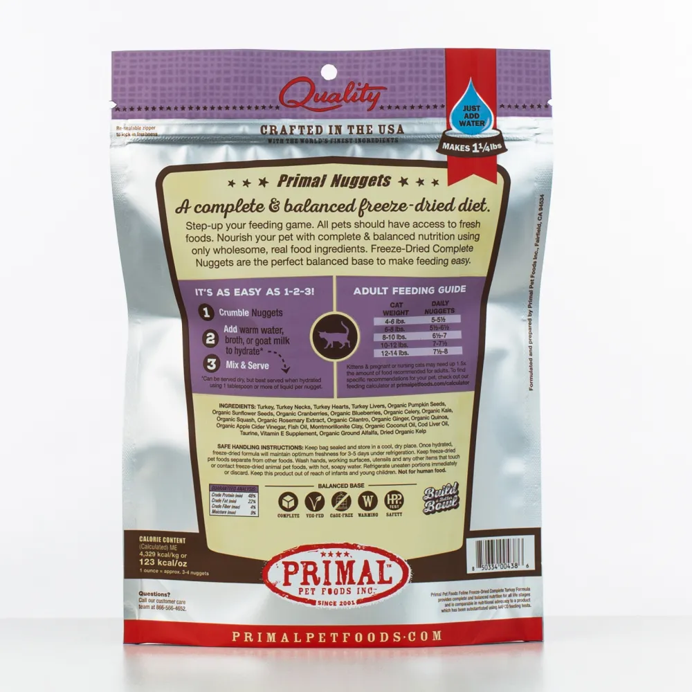 Primal Pet Foods Freeze-Dried Food^Primal Raw Freeze-Dried Nuggets Turkey Formula Cat Food, 5.5-oz