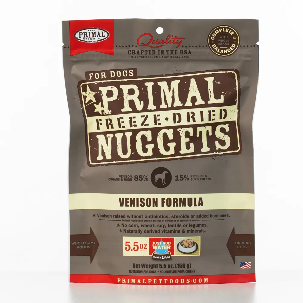 Primal Pet Foods Freeze-Dried Food^Primal Raw Freeze-Dried Nuggets Venison Formula Dog Food, 5.5-oz
