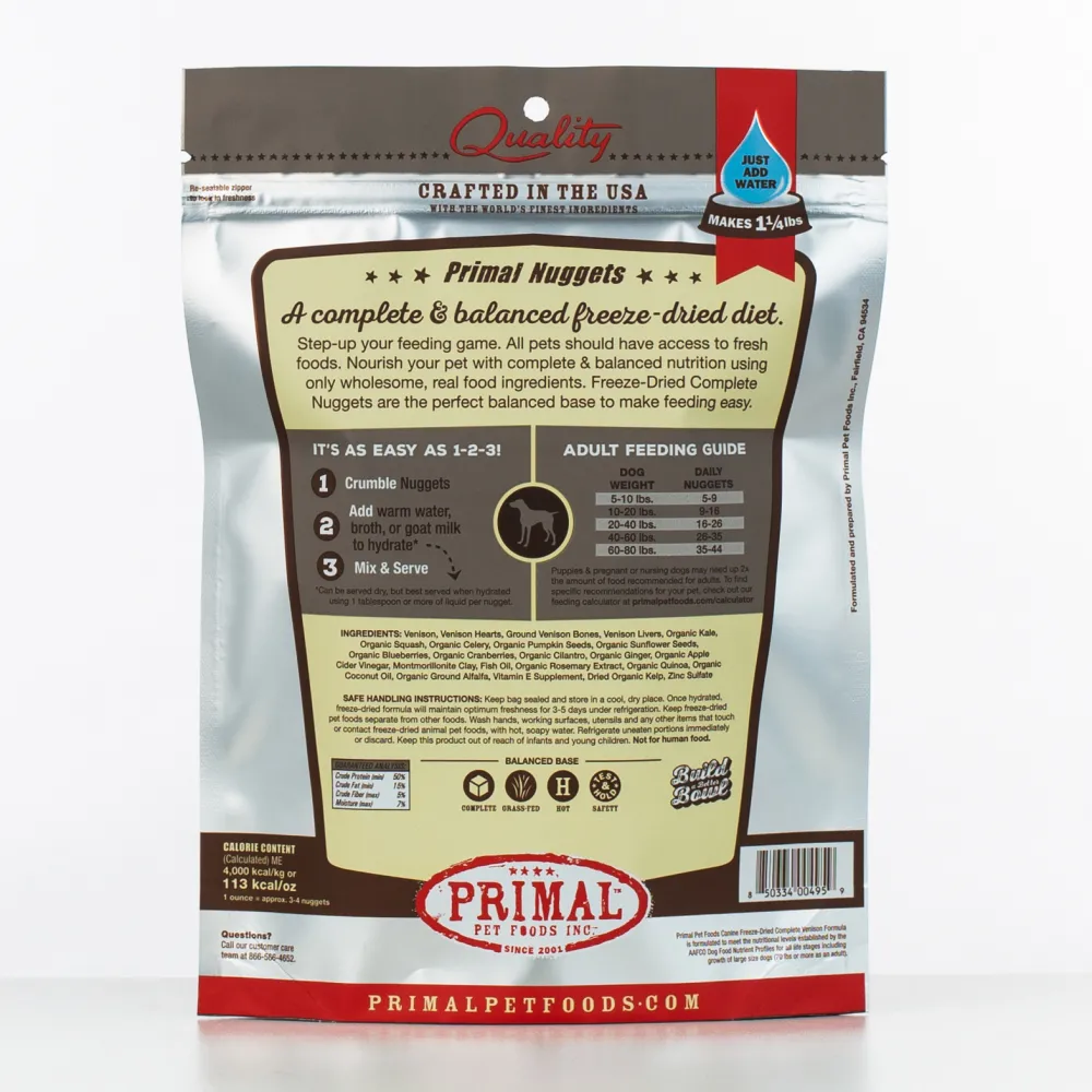 Primal Pet Foods Freeze-Dried Food^Primal Raw Freeze-Dried Nuggets Venison Formula Dog Food, 5.5-oz