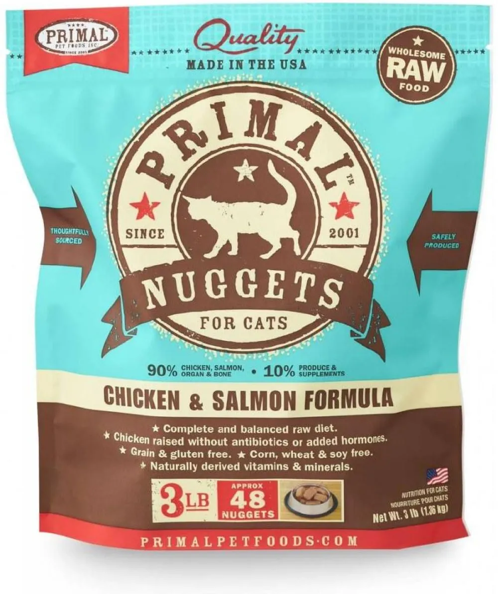 Primal Pet Foods Frozen Food^Primal Raw Frozen Nuggets Chicken & Salmon Formula Cat Food, 3-lb