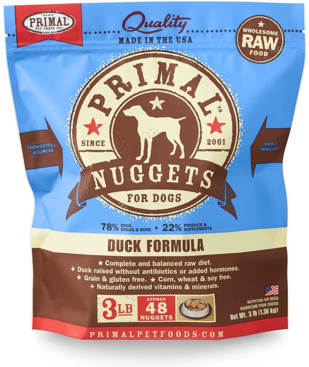 Primal Pet Foods Frozen Food^Primal Raw Frozen Nuggets Duck Formula Dog Food, 3-lb