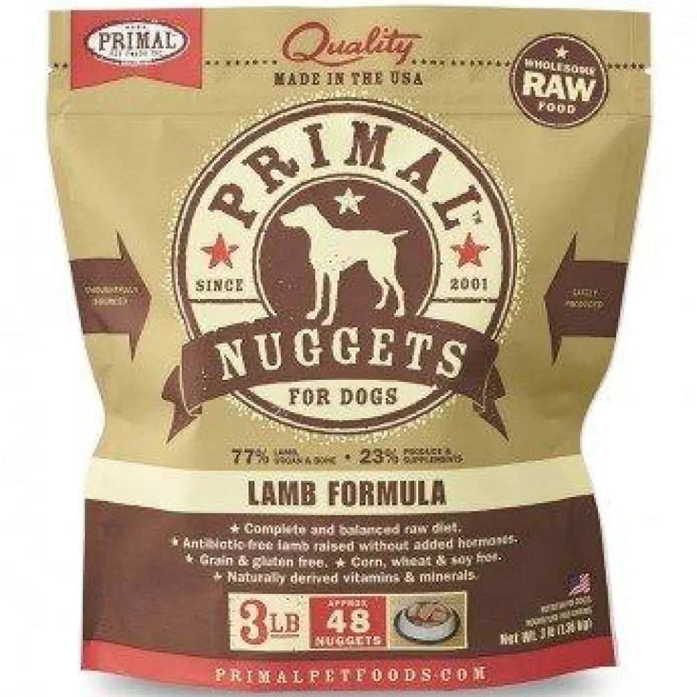 Primal Pet Foods Frozen Food^Primal Raw Frozen Nuggets Lamb Formula Dog Food, 3-lb