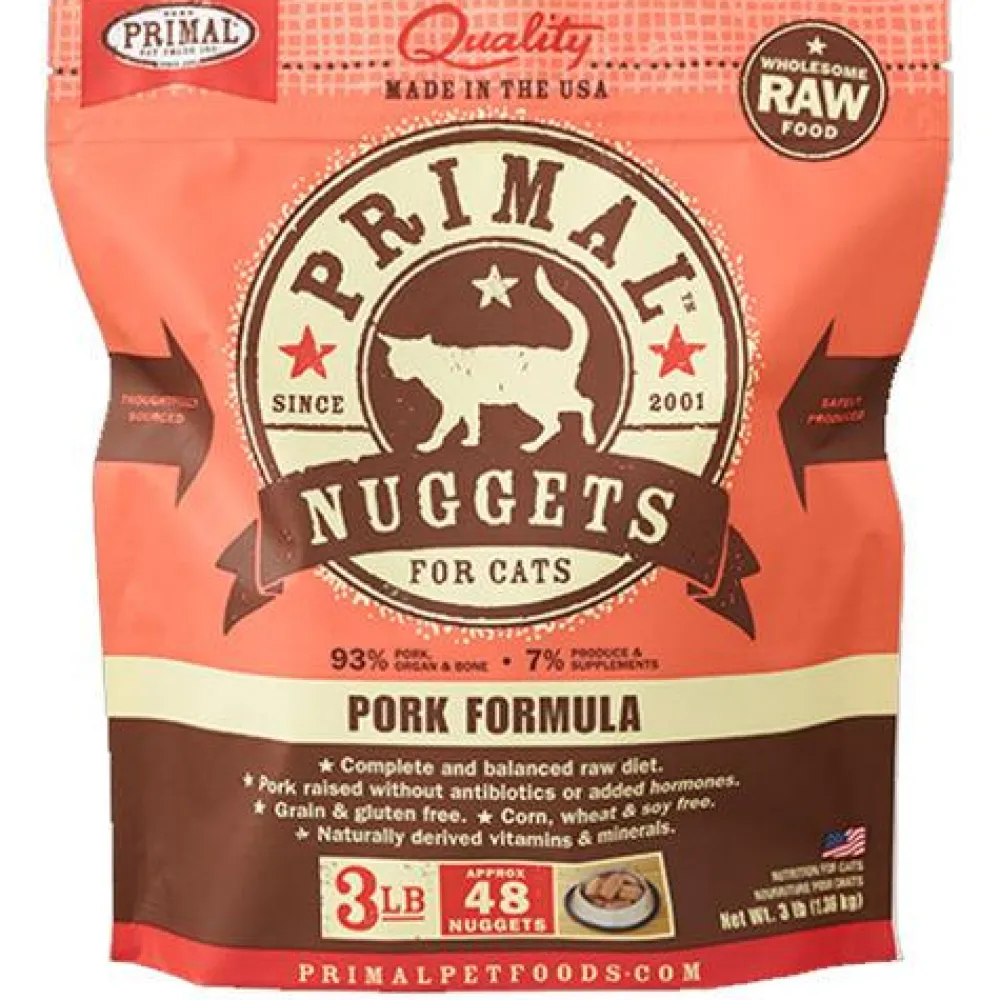 Primal Pet Foods Frozen Food^Primal Raw Frozen Nuggets Pork Formula Raw Cat Food, 3-lb
