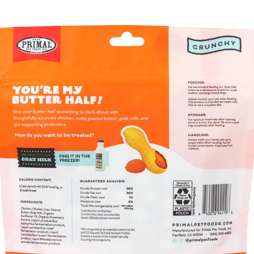 Primal Pet Foods Freeze-Dried Treats^Primal You're My Butter Half Chicken & Peanut Butter with Goat Milk Freeze-Dried Dog Treats, 2-oz (**)
