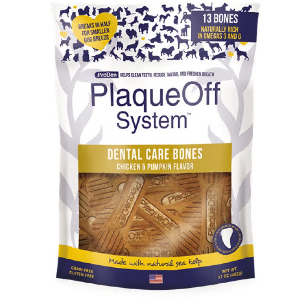 Proden Plaqueoff Dental & Hard Chews^System Dental Care Bones Chicken & Pumpkin Dental Dog Treats, 17-oz