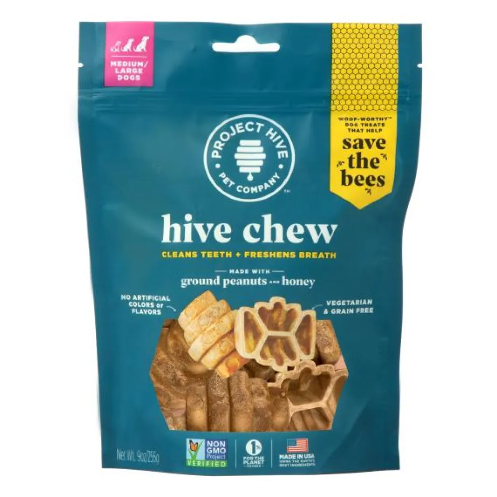 Project Hive Pet Company Dental & Hard Chews^Hive Chew Treats for Medium to Large Dogs, 9-oz