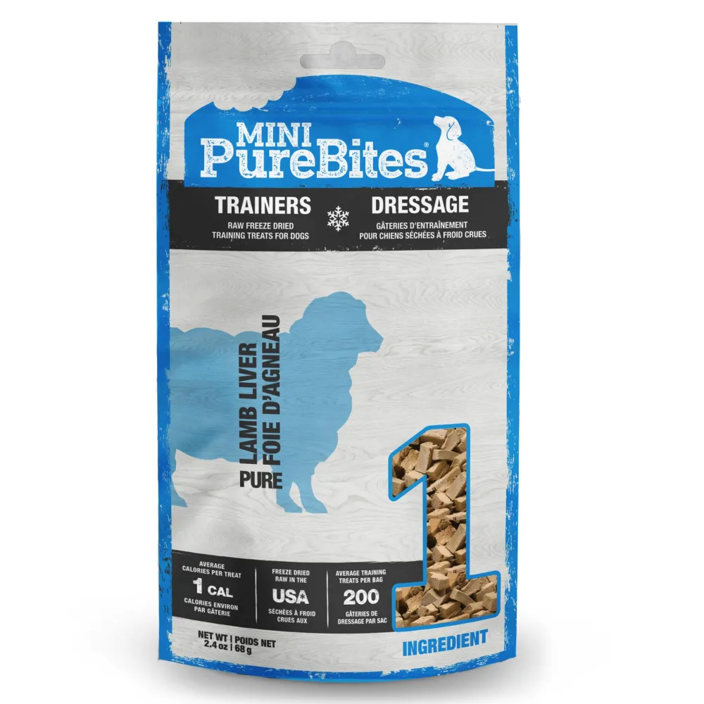 Purebites Freeze-Dried Treats^Mini Trainers Lamb Liver Freeze-Dried Dog Treats, 2.4-oz