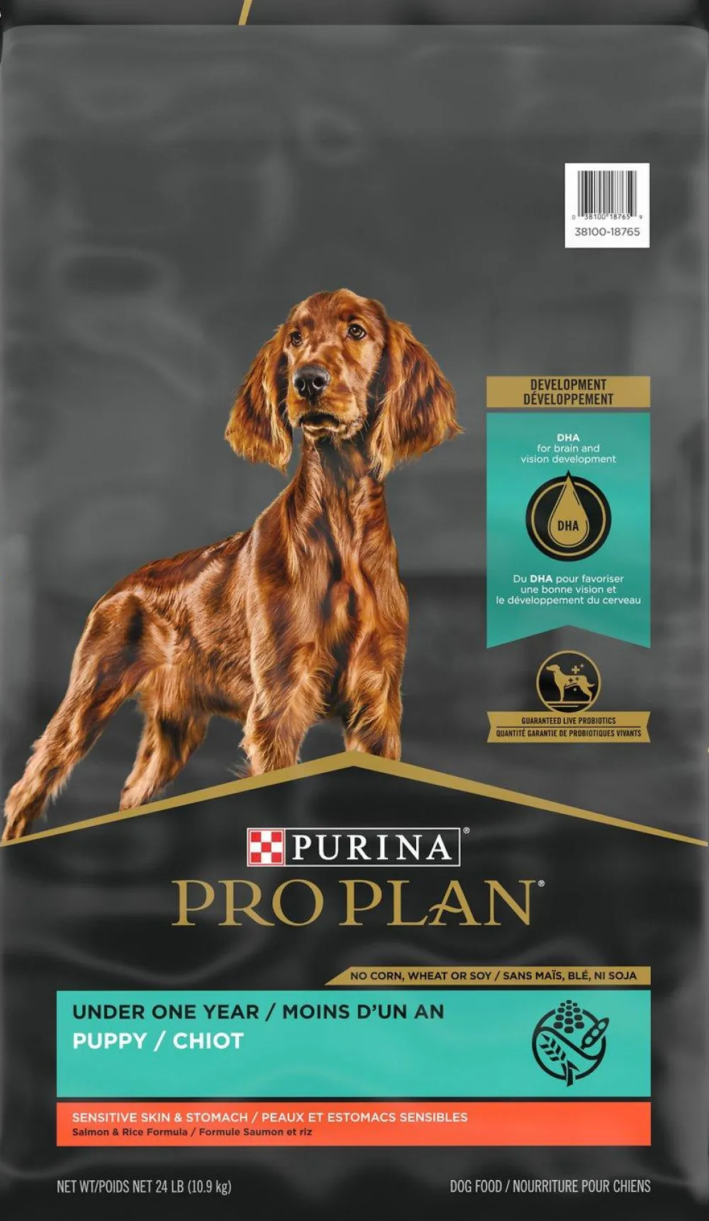 Purina Pro Plan Dry Food^Sensitive Skin & Stomach Salmon & Rice Puppy Dry Dog Food, 24-lb
