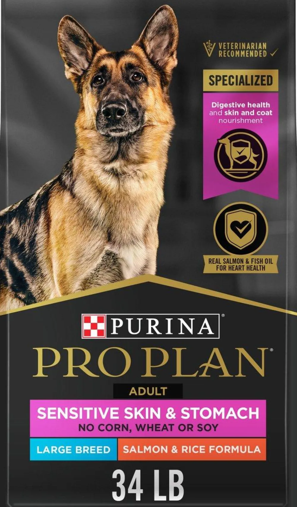 Purina Pro Plan Dry Food^Sensitive Skin & Stomach Salmon Adult Large Breed Dry Dog Food, 34-lb