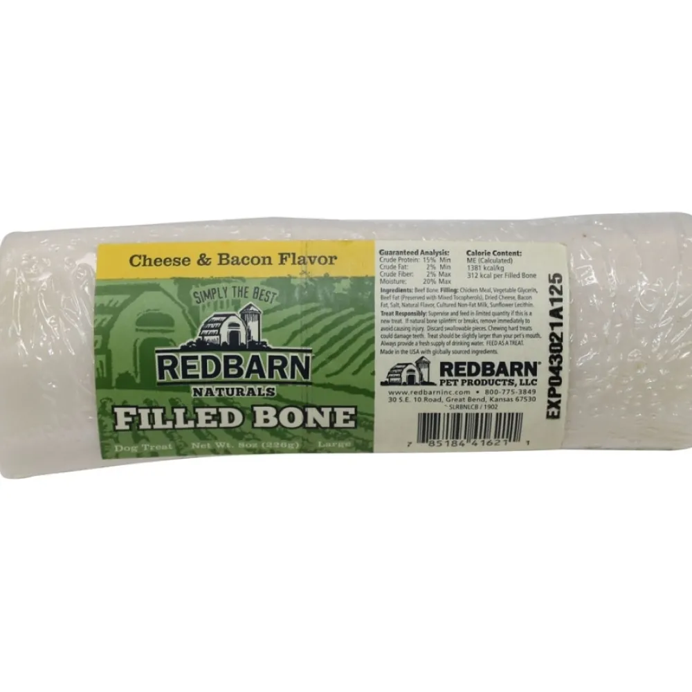 Redbarn Pet Products Bully Sticks & Natural Chews^Redbarn Filled Bone Dog Treats, Cheese & Bacon Flavor, Large