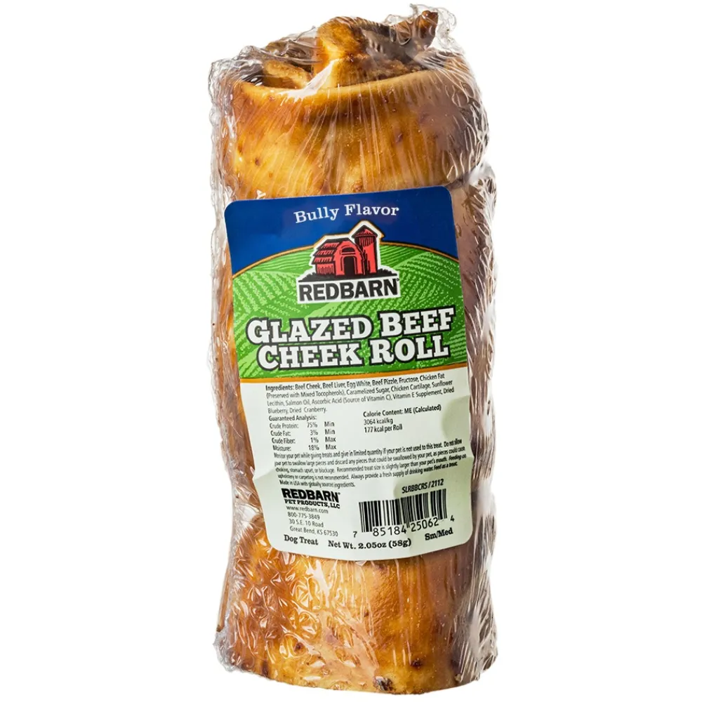 Redbarn Pet Products Bully Sticks & Natural Chews^Redbarn Glazed Beef Cheek Roll Bully Flavor Dog Treats, Small/Medium