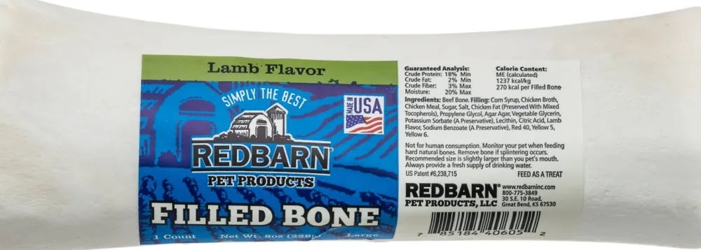 Redbarn Pet Products Bully Sticks & Natural Chews^Redbarn Large Lamb Filled Bones Dog Treats