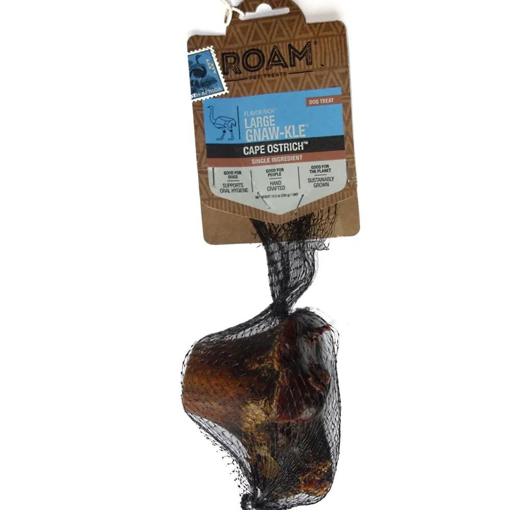 Roam Bully Sticks & Natural Chews^Large Gnawkle Cape Ostrich Bone Dog Chew Treat, 1-count