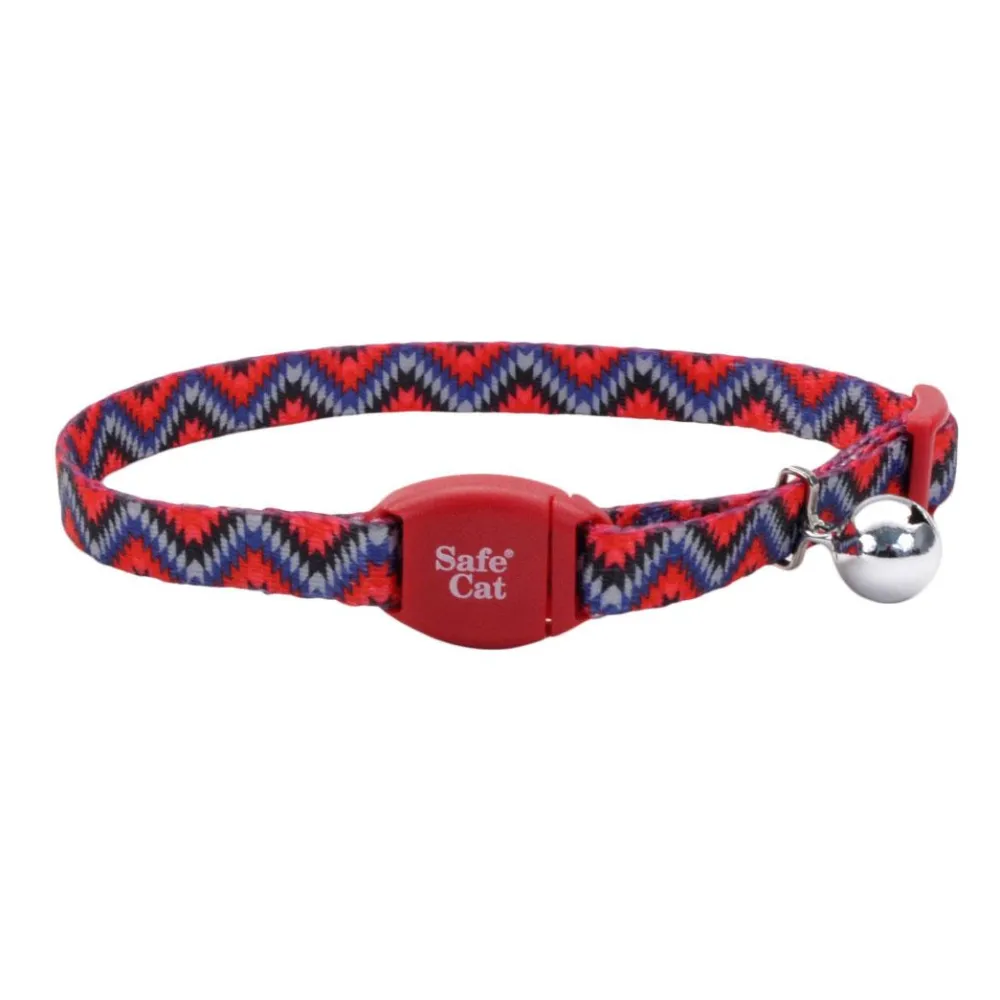 Safe Cat By Coastal Leashes & Collars | Leashes & Collars^Safe Cat Adjustable Breakaway Collar with Magnetic Buckle for Cats, Maroon Grey Diamond, 3/8-in x 8-12-in
