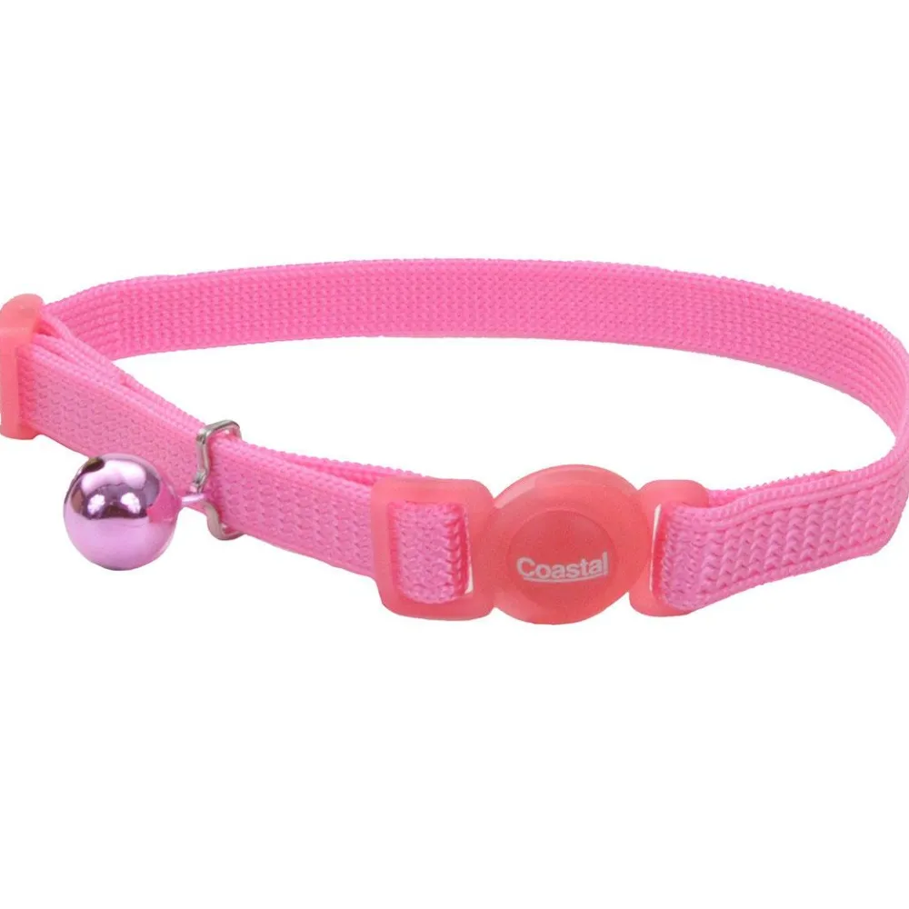 Safe Cat By Coastal Leashes & Collars | Leashes & Collars^Safe Cat Adjustable Snag-Proof Breakaway Cat Collar, Pink Bright, 3/8-in x 8-12-in