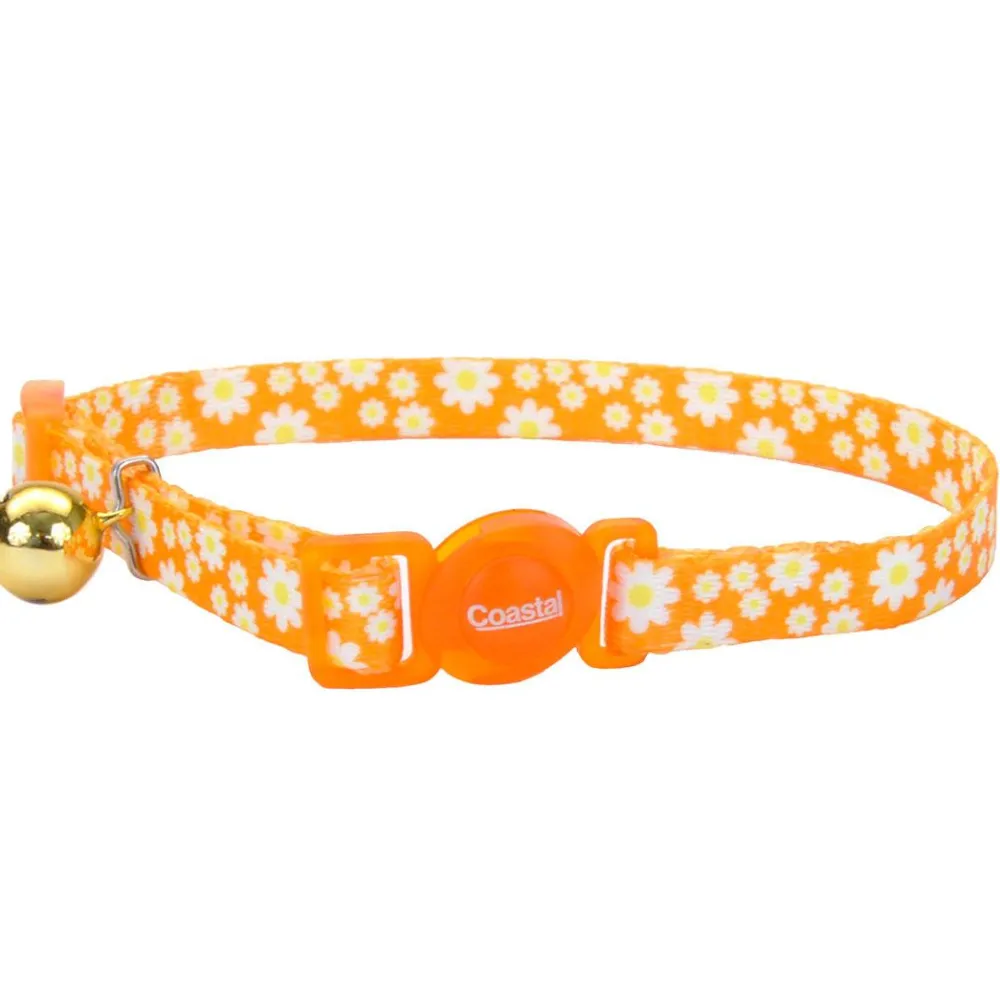 Safe Cat By Coastal Leashes & Collars | Leashes & Collars^Safe Cat Fashion Adjustable Breakaway Cat Collar, Daisy Yellow, 3/8-in x 8-12-in