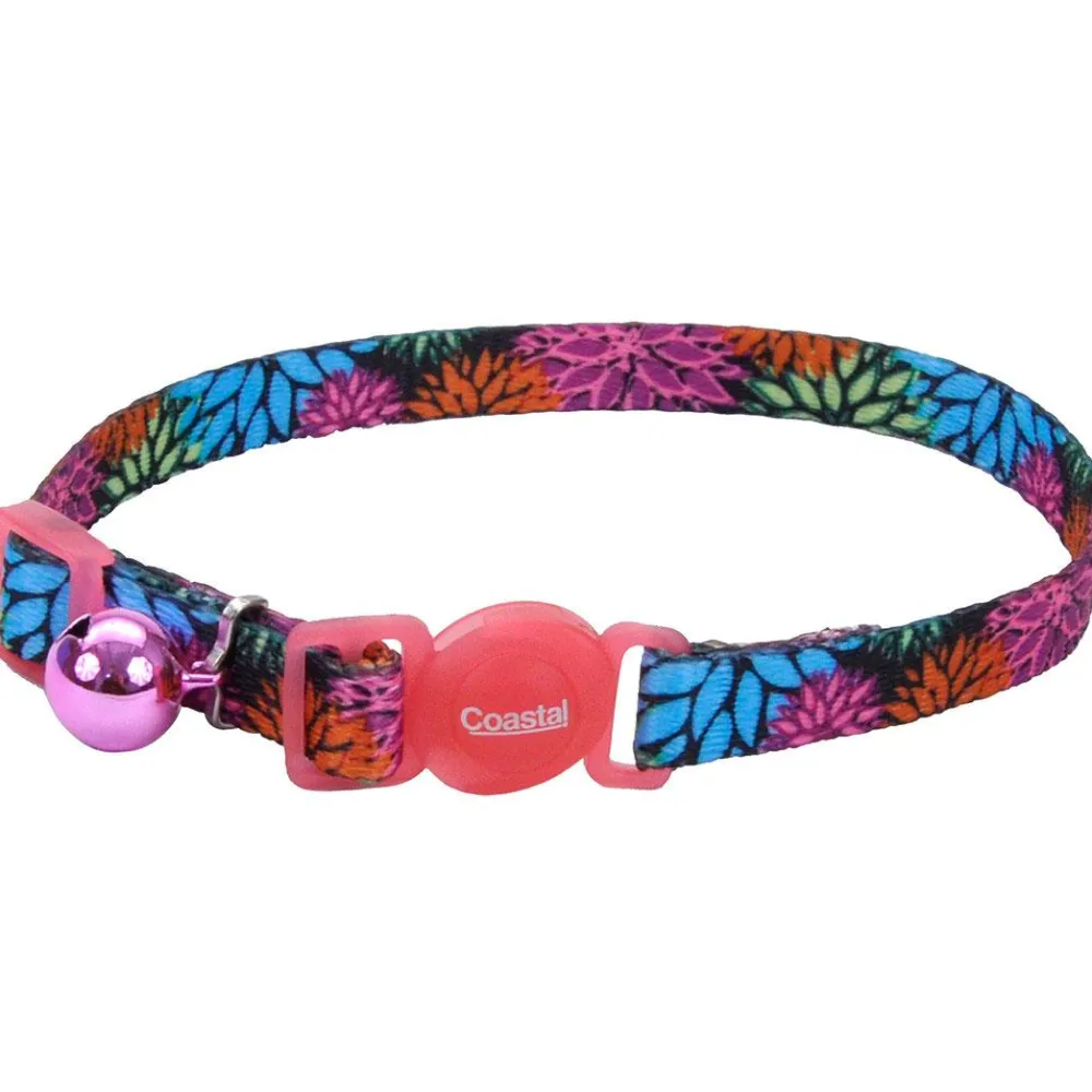 Safe Cat By Coastal Leashes & Collars | Leashes & Collars^Safe Cat Fashion Adjustable Breakaway Cat Collar, Wildflower, 3/8-in x 8-12-in