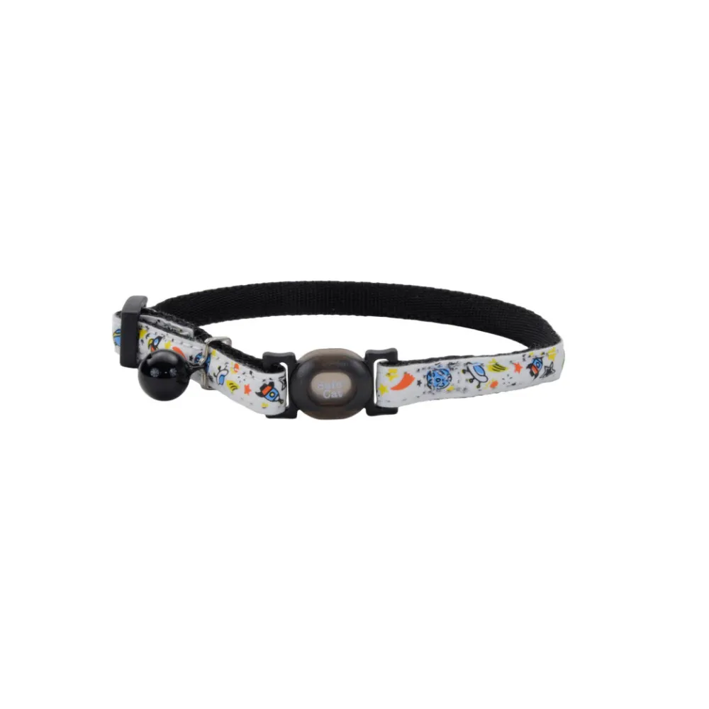 Safe Cat By Coastal Leashes & Collars | Leashes & Collars^Safe Cat Glow in the Dark Adjustable Breakaway Collar, Glowing Black Galaxy, 3/8-in x 8-in-12-in