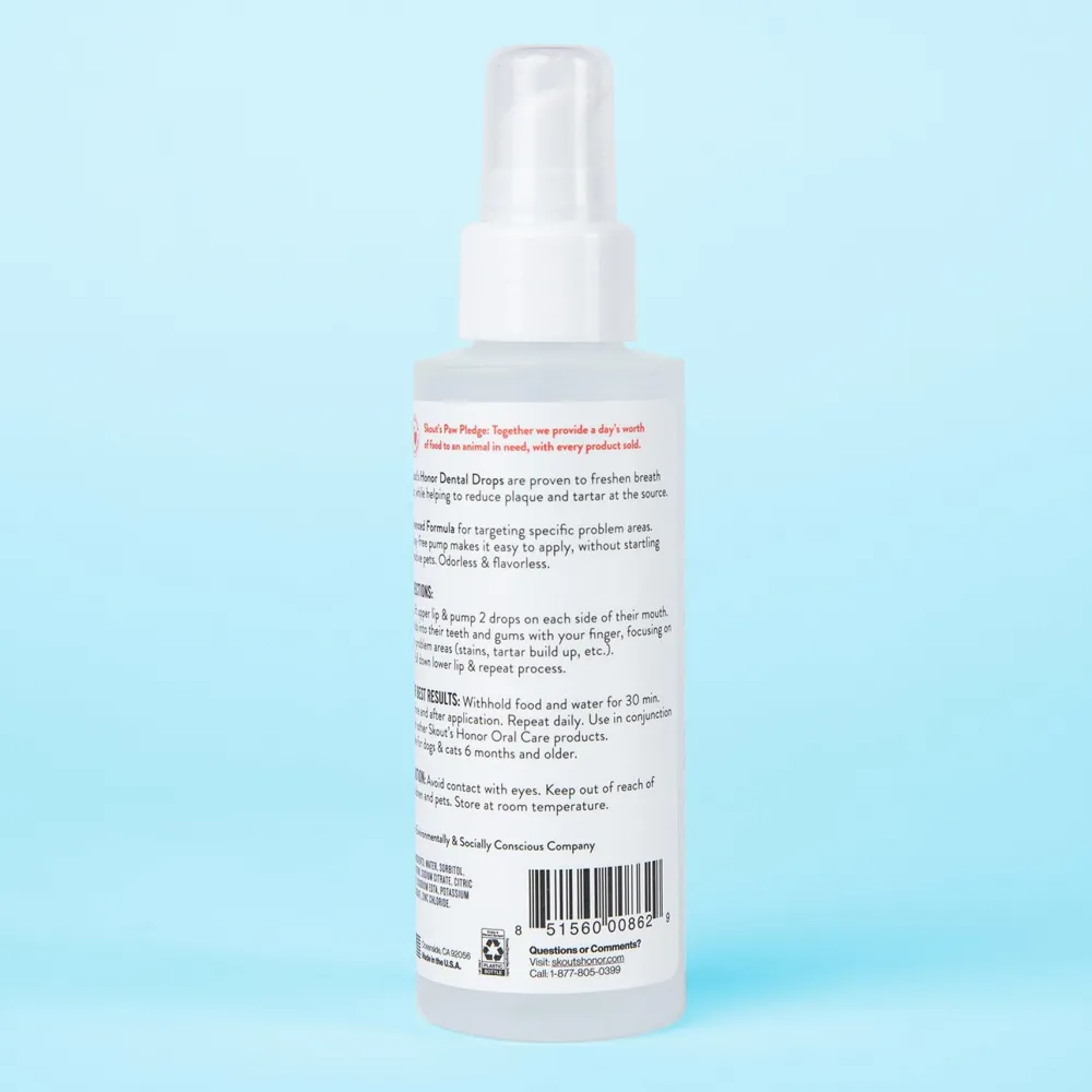Skout's Honor Dental Care | Dental Care^Dental Drops Advanced Formula Oral Care for Pets, 4-oz