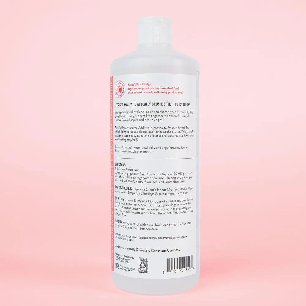 Skout's Honor Dental Care | Dental Care^Water Additive Peanut Butter & Bacon Oral Care for Pets, 32-oz