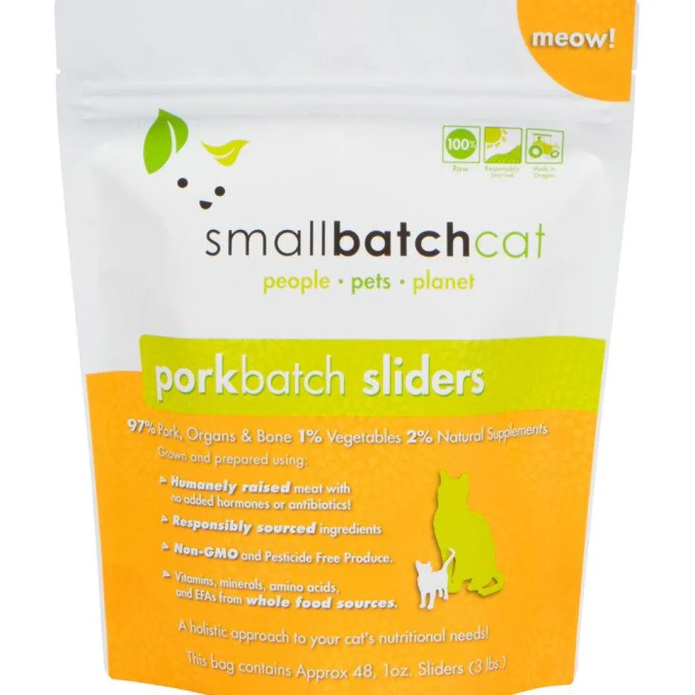 Smallbatch Frozen Food^Cat Pork Batch Sliders Raw Frozen Cat Food, 3-lb