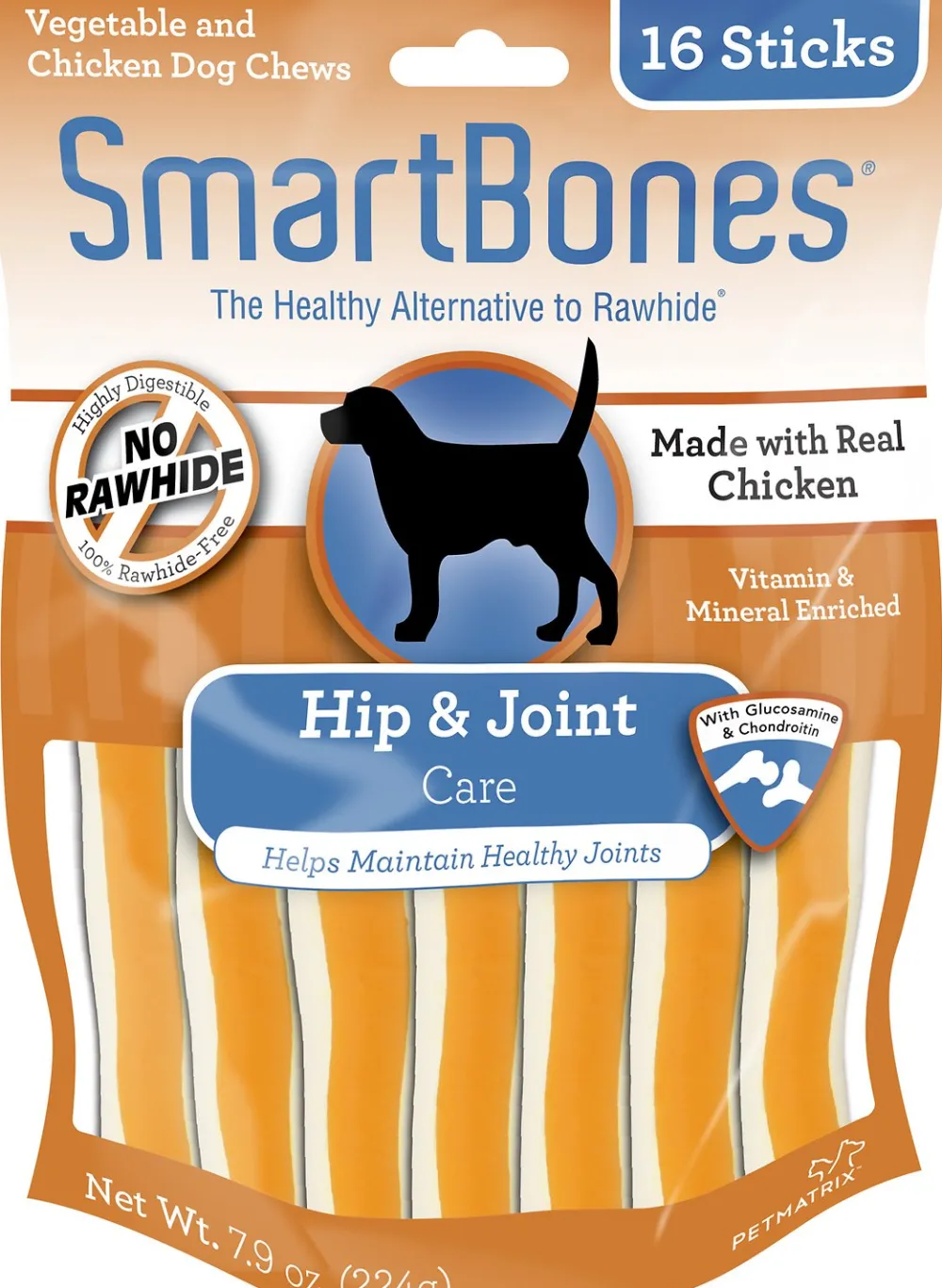Smartbones Dental & Hard Chews^Hip & Joint Care Chicken Chews Dog Treats, 16 pack
