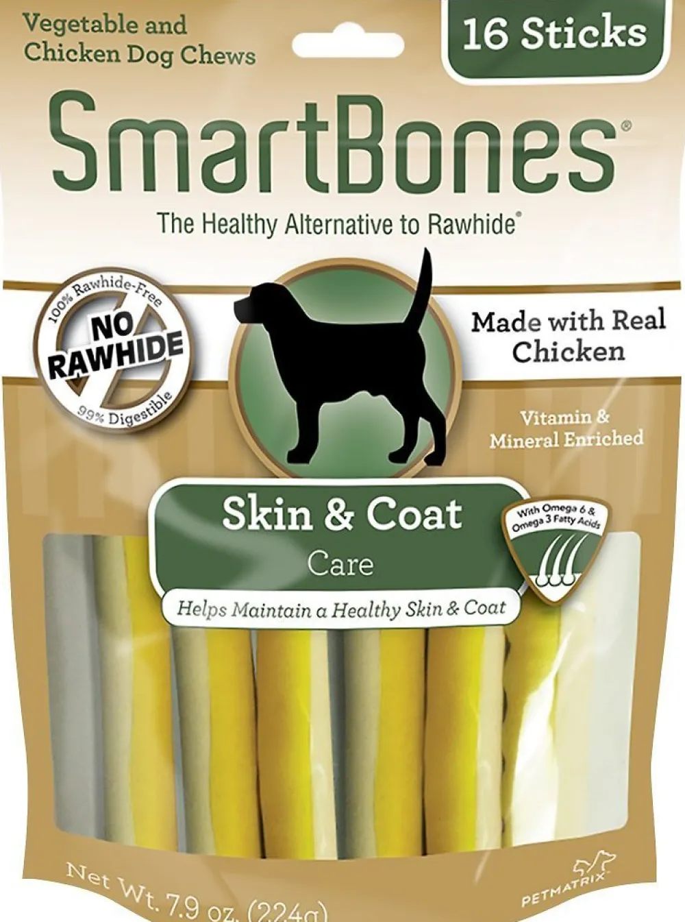 Smartbones Dental & Hard Chews^Skin & Coat Care Chicken Chews Dog Treats, 16 pack