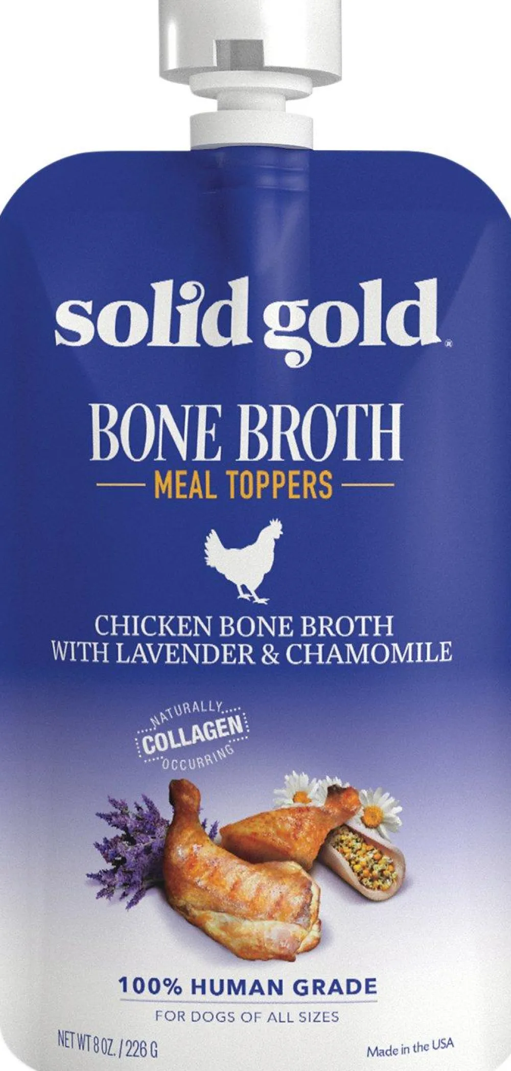 Solid Gold Food Toppings | Broth^Chicken Bone Broth with Lavender & Chamomile Dog Food Topper, 8-oz