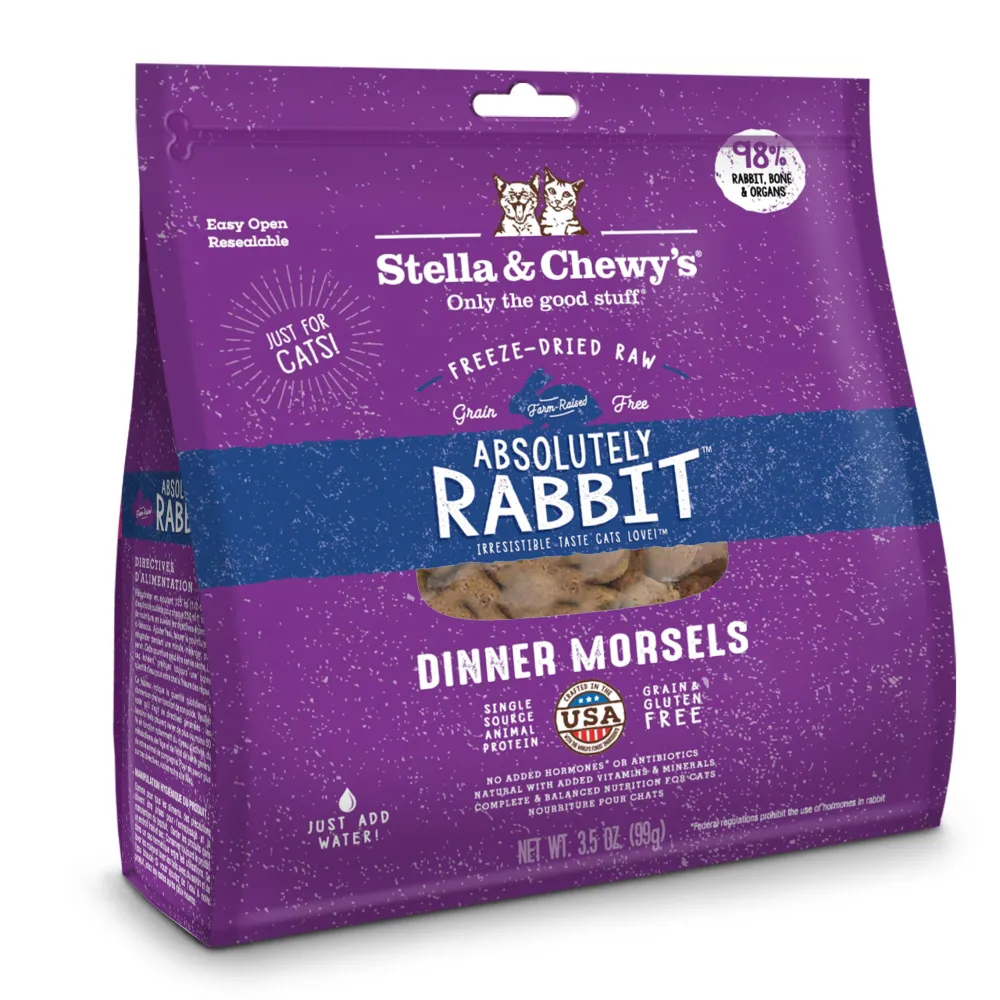 Stella & Chewy's Freeze-Dried Food^Absolutely Rabbit Dinner Morsels Raw Freeze-Dried Cat Food, 3.5-oz