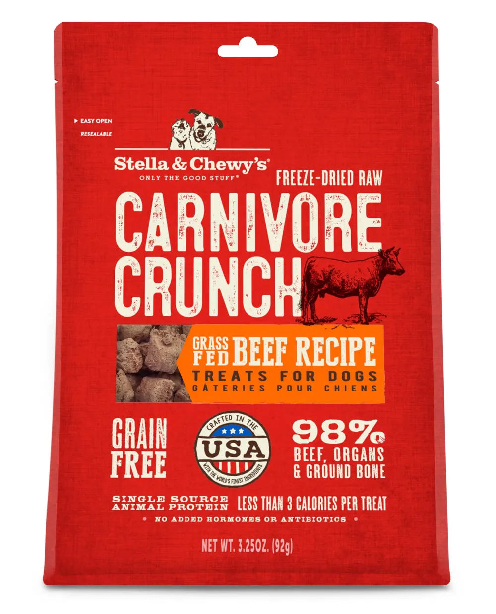 Stella & Chewy's Freeze-Dried Treats^Carnivore Crunch Grass-Fed Beef Freeze-Dried Dog Treats, 3.25-oz