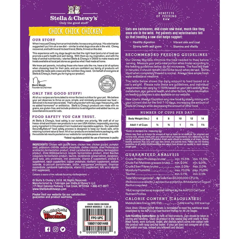 Stella & Chewy's Frozen Food^Chick Chick Chicken Dinner Morsels Raw Frozen Cat Food, 1.25-lb