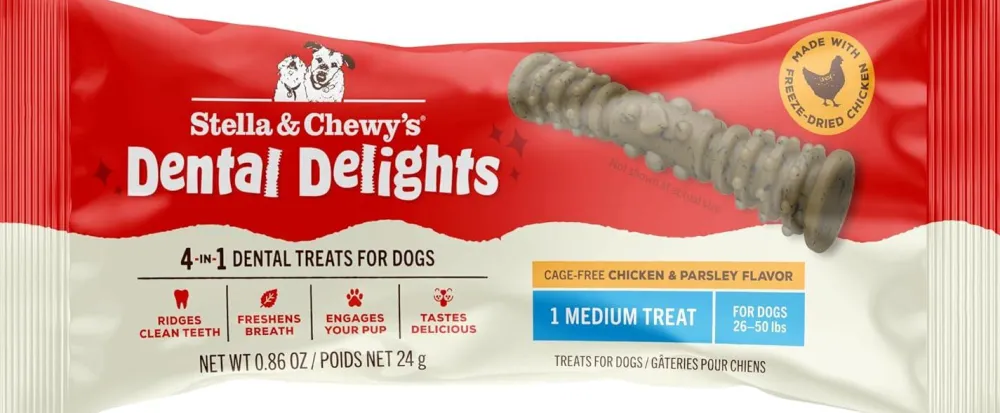 Stella & Chewy's Dental & Hard Chews^Dental Delights Single Serve Dog Treats, Medium, 1-count