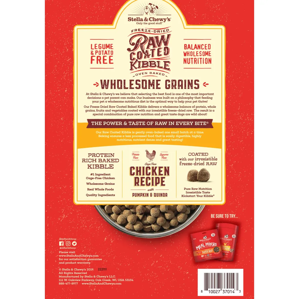 Stella & Chewy's Dry Food^Raw Coated Kibble Wholesome Grains Chicken, Pumpkin & Quinoa Dry Dog Food, 3.5-lb