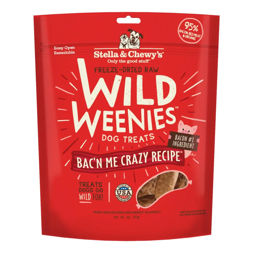 Stella & Chewy's Freeze-Dried Treats^Wild Weenies Bac'n Me Crazy Freeze-Dried Dog Treats, 3-oz